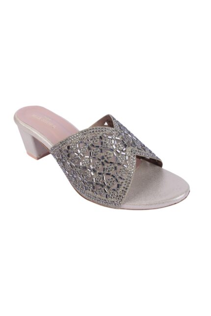 Embellished Block-Heel Mules (Champagne Gold)