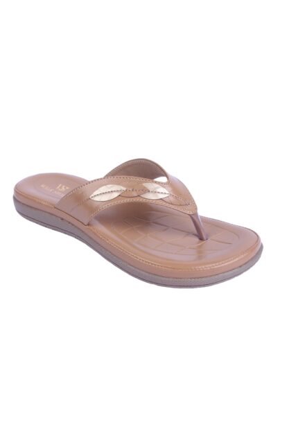 Tan Leaf-Detail Comfort Sandals