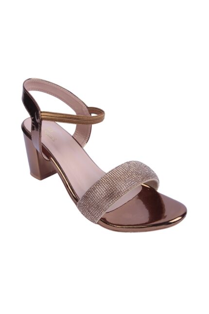 Metallic Bronze Block Heel Sandals