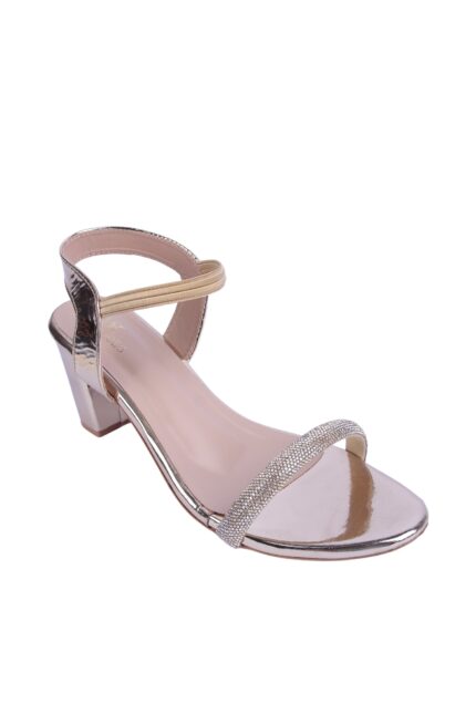 Metallic Rose-Gold Block-Heel Sandals